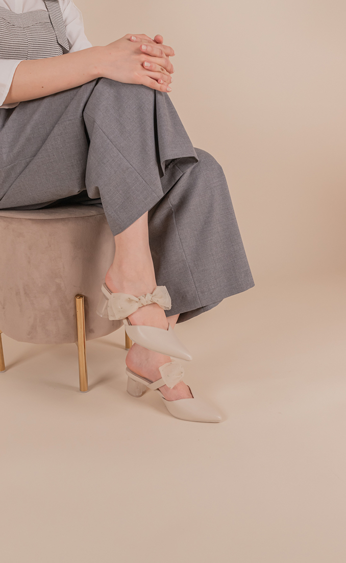 RANDA 【HEART collection】シアーリボンミュールパンプス HEART