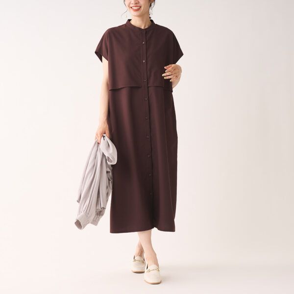 1枚でスタイルアップが叶う！コットンライクレイヤードシャツワンピース