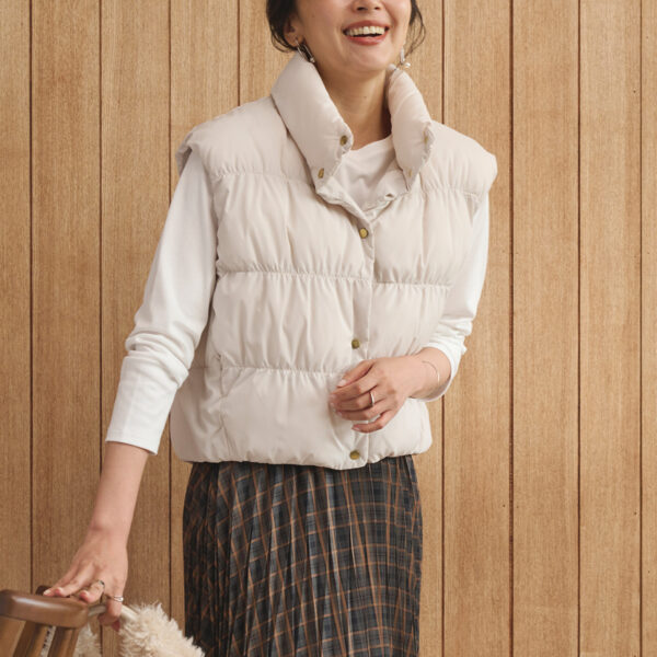 旬顔コーデが叶う！【すごナノ撥水】ショート丈中綿ベスト