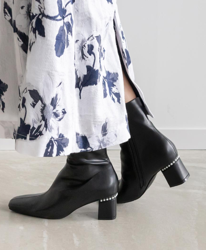 晴雨兼用☆パールヒールショートブーツ