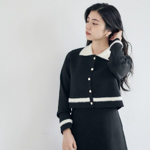 ♢12♢【ホリデーに】シャギー襟が可愛いニットワンピース