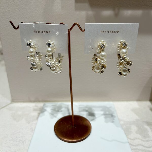 【オススメ】パール×ビジューフープピアス