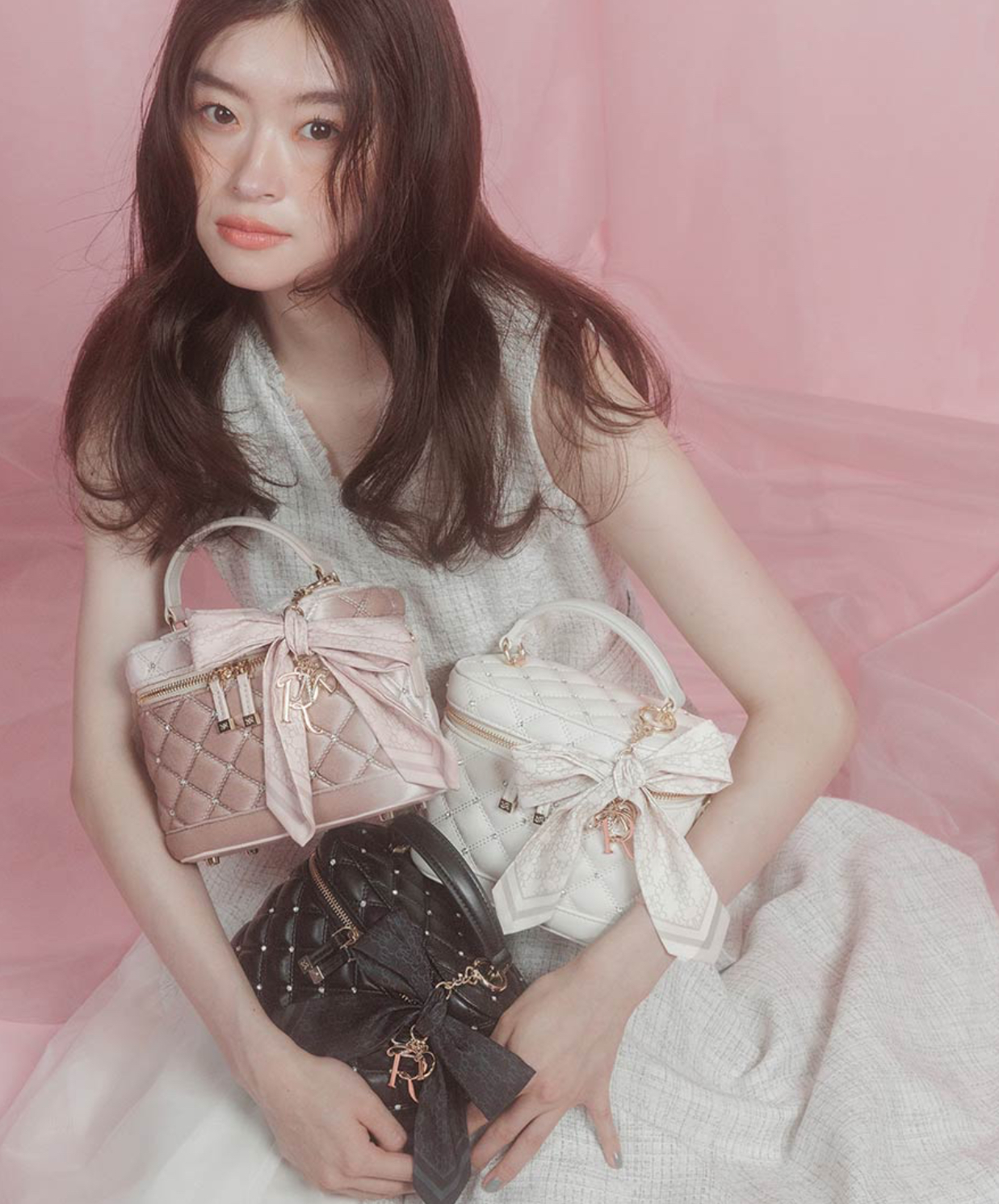 2WAY☆リボンチャームキルティングバニティバッグ