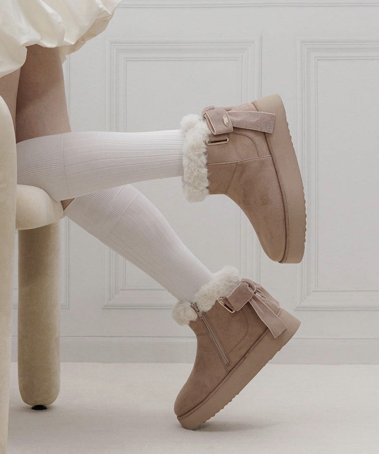 【TOM and JERRY】バックリボンムートンブーツ