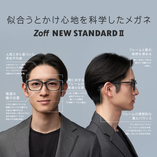 迷ったらこれ！の新定番。似合うとかけ心地を科学したメガネ「Zoff NEW STANDARD Ⅱ」