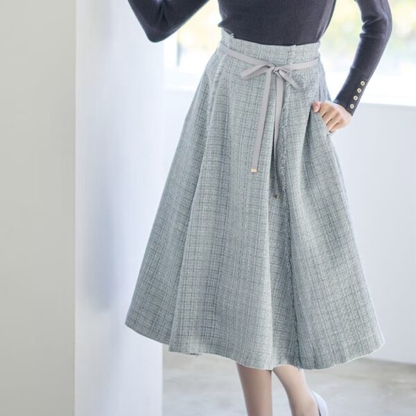 ♢12♢【ホリデームード】リボン付ツイードフレアスカート