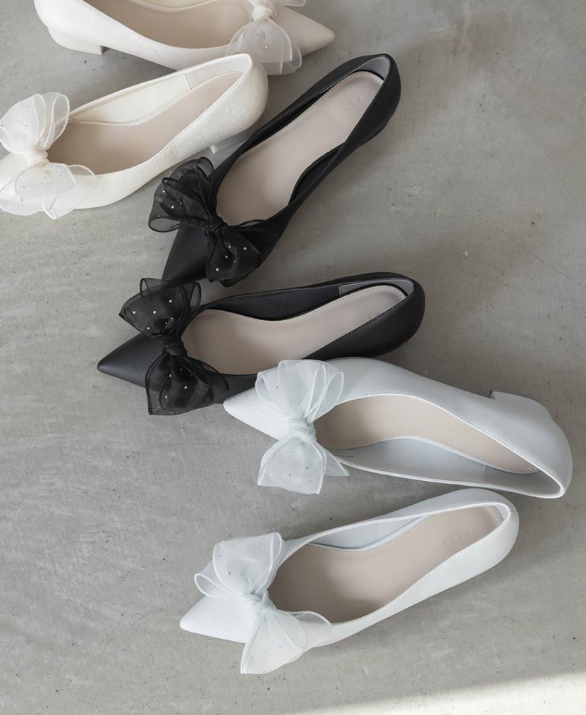 2WAY☆シアーリボンチャンキーヒールパンプス