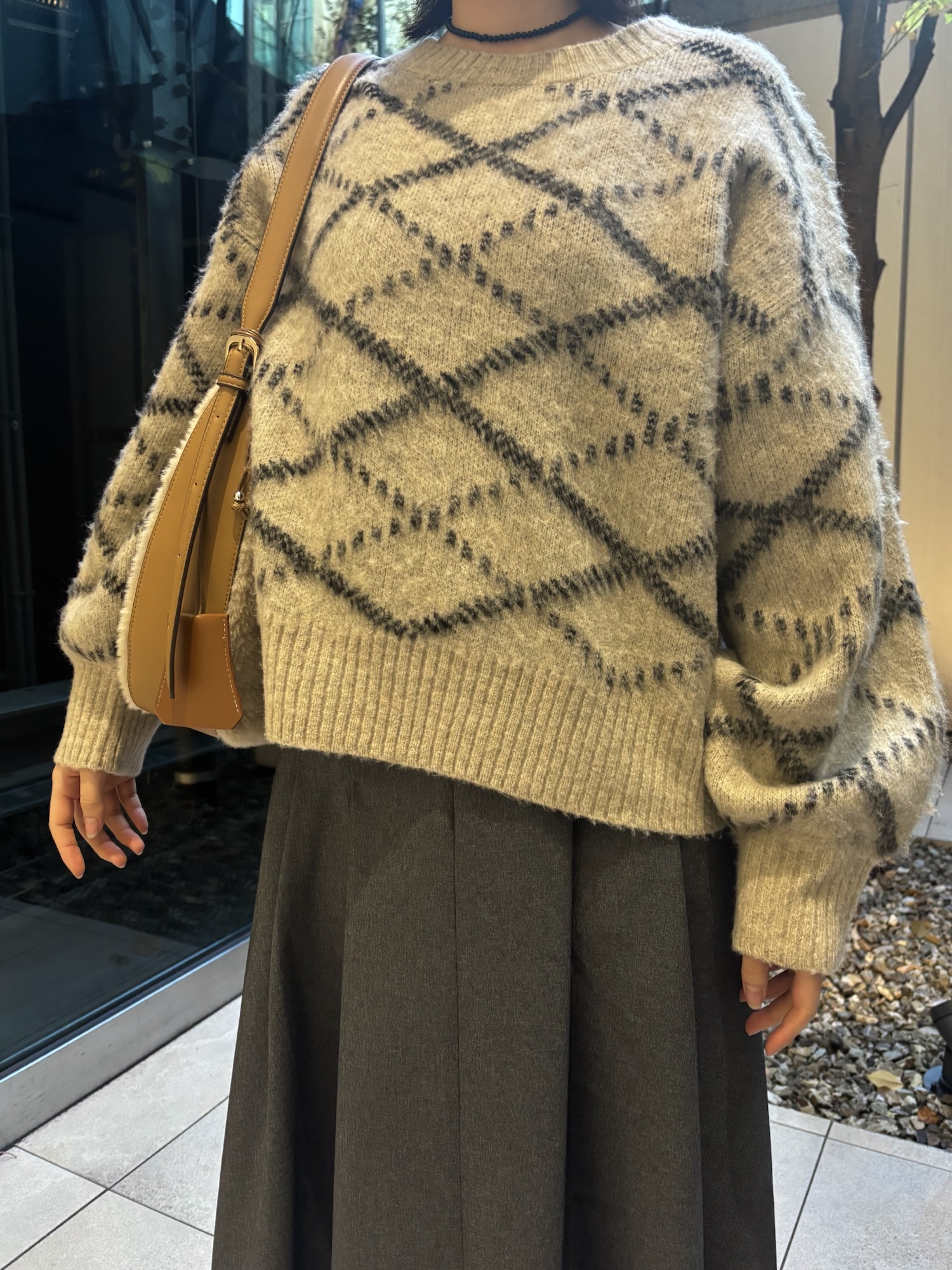 【1枚で◎】起毛チェックニットプルオーバー