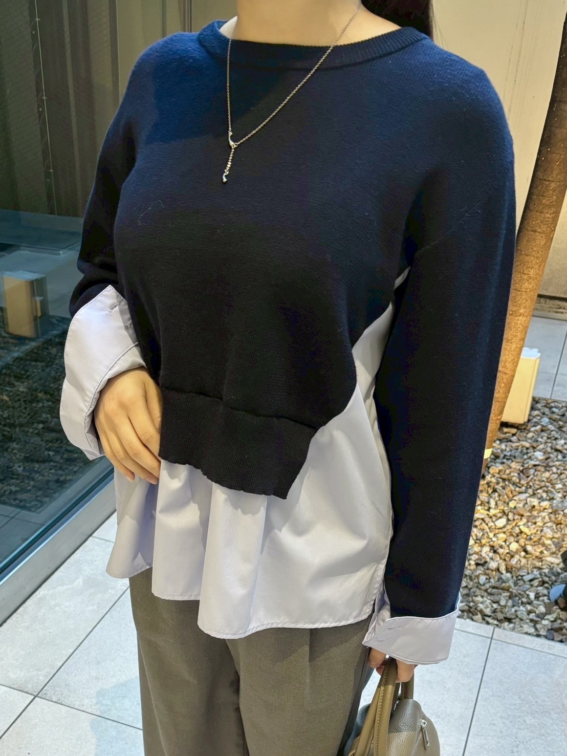 【一枚で◎】ブロードドッキングニットプル