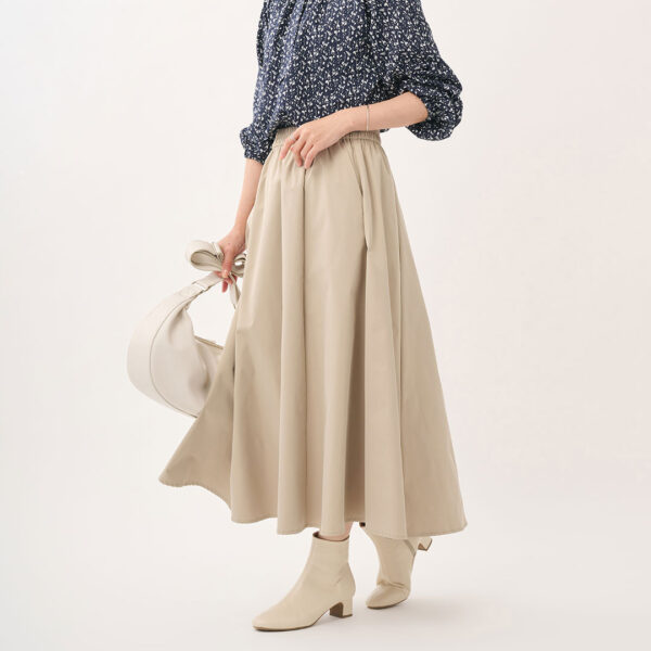 体型カバーも叶う！Aライン【すごナノ撥水】タフタフレアスカート
