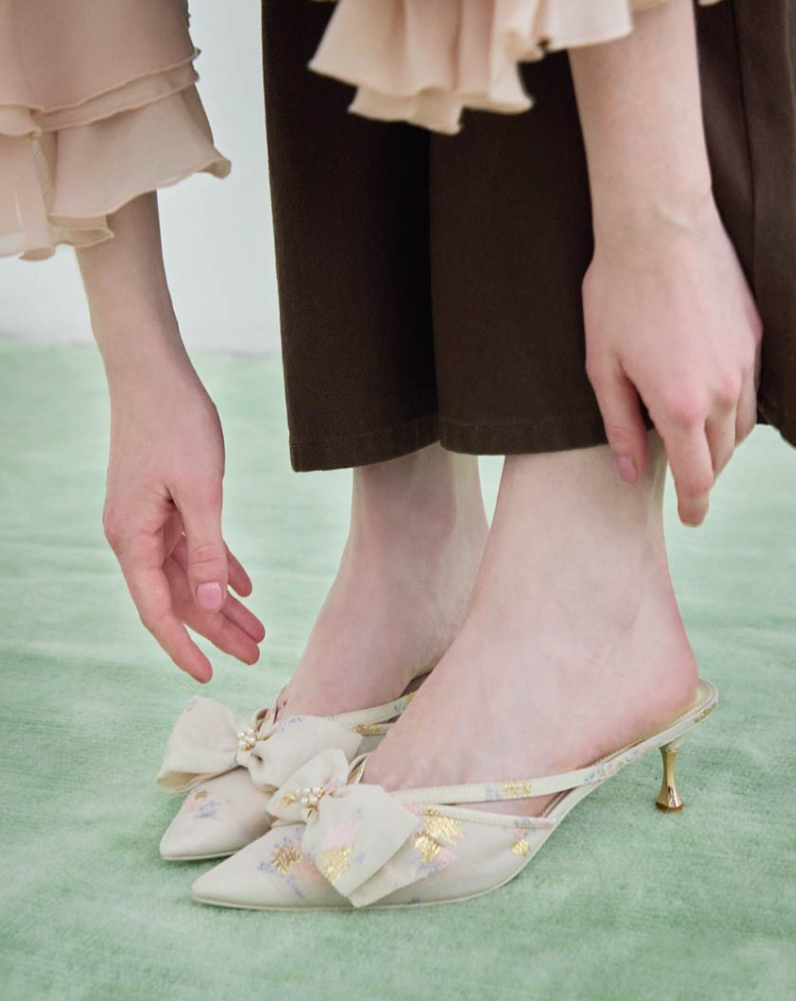 シアーリボンミュールパンプス☆