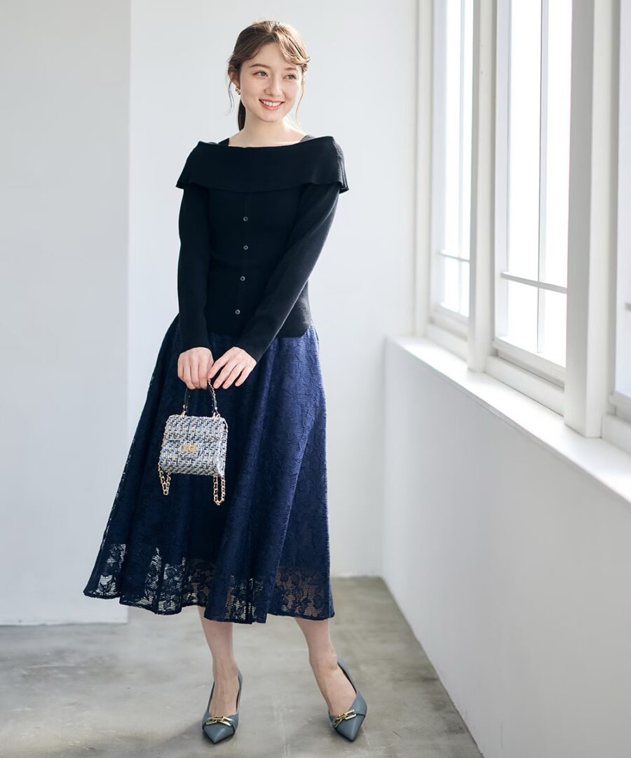 ♢12♢【美シルエット】ロマンティックなレースフレアスカート ｜ 12