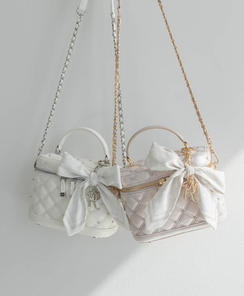 新色☆2WAY リボンチャームキルティングバニティバッグ