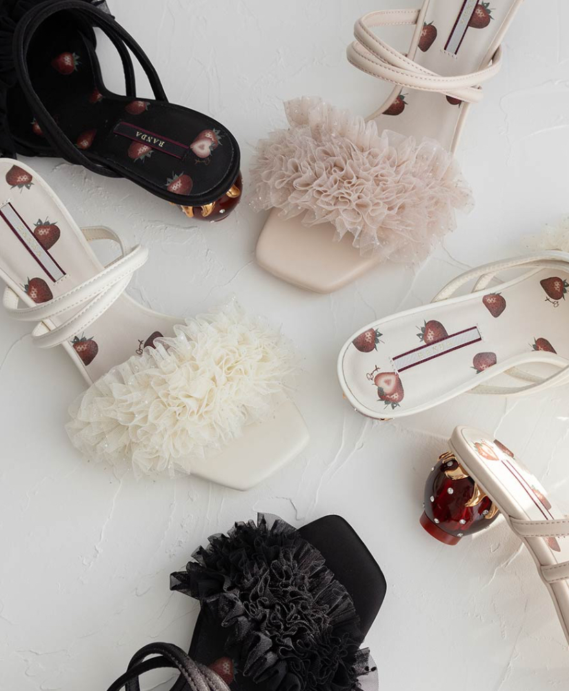 【Cherry＆Strawberry】ストロベリーヒールフリルミュールサンダル☆