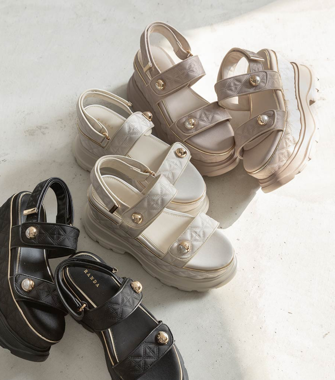 パールパーツキルティングスポーツサンダル☆