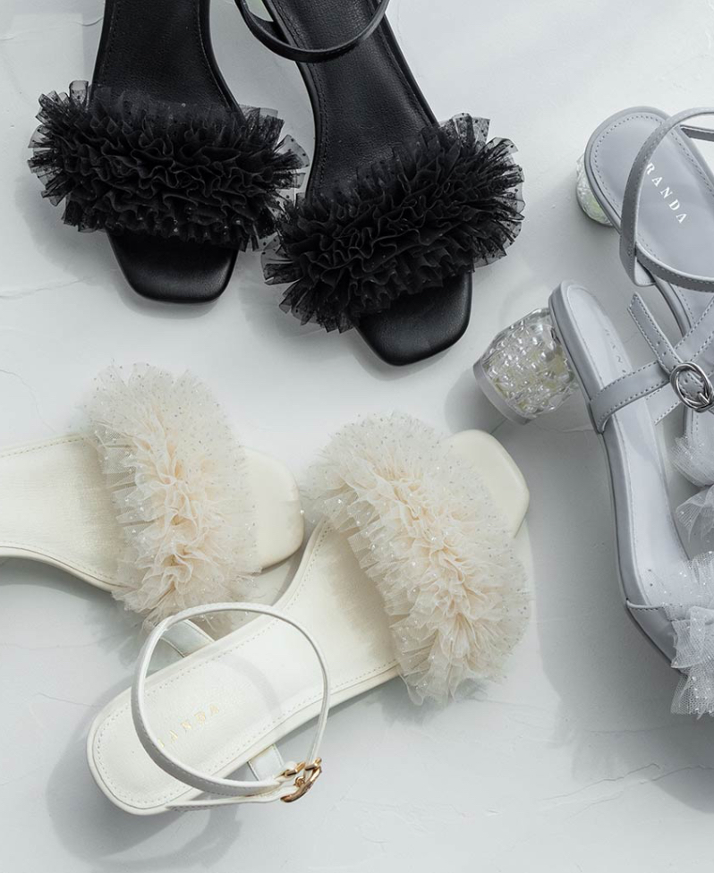 ラメチュールフリルヒールコンシャスサンダル☆